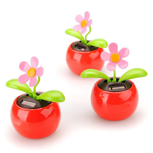 2018 New Arrival Hot Selling Moving Dancing Solar Power Flower Flowerpot Swing Solar Car Toy Gift Home Decorating Plants