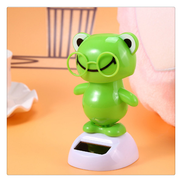 Solar Powered Swing Animal Toys Lovely Novelty Solar Shaking Head Frog Shark Toy Gifts for Children