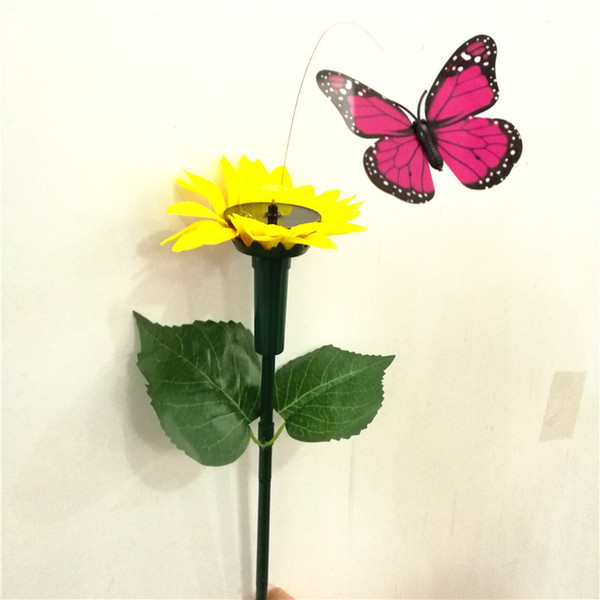 Solar Rotating Flying Simulation sunflower Butterfly Fluttering Vibration Hummingbird Flying Garden Yard Decoration Funny Toys C6423
