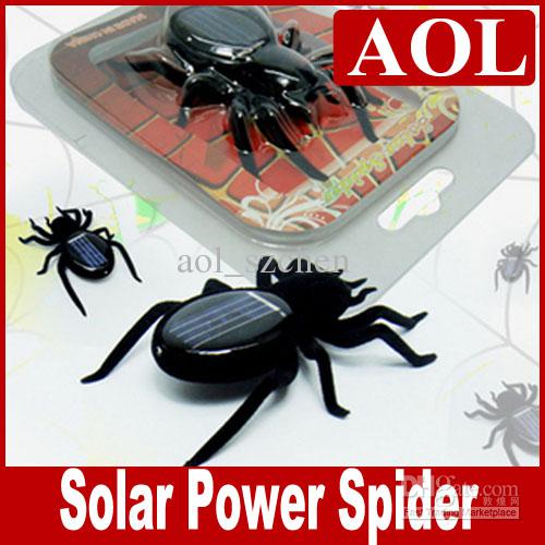 Mini Solar Powered Spider Robot insect fun Toy gift Educational Gadget with retail package free shipping