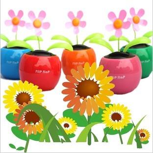 Wholesale - Mix style240pcs Hot selling Flip Flap swing solar flower solar plant car decoration Magic Cute Flip Flap Swing