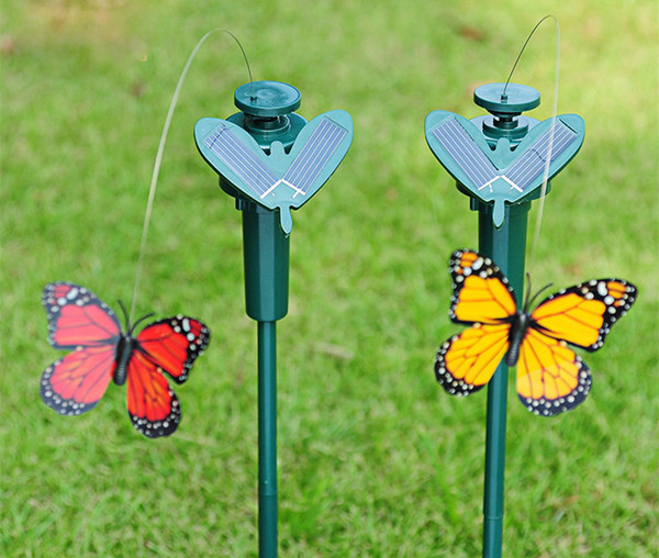 EMS 72set/lot Solar power garden butterfly toy educational toys solar Energy and battery combo Attract butterflies gardener gift
