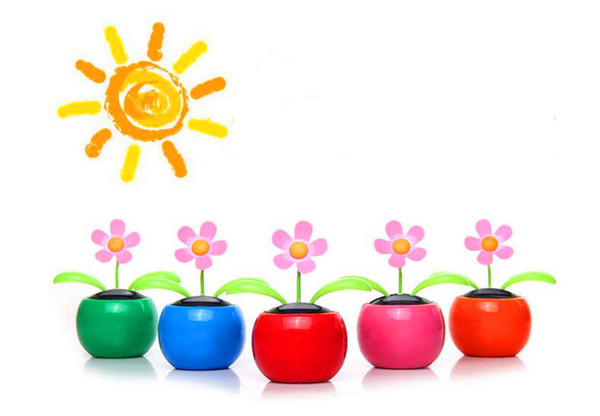 Solar Energy Toys Automobile Decoration Solar Power Automatic Swing Apple Flowerpot Moving Dancing Butterfly Car Toy Interesting