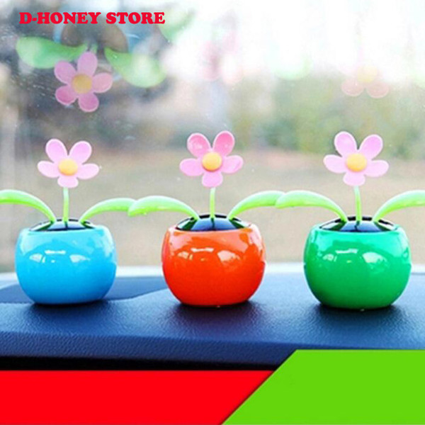 2019 Auto Solar Ornament Car Decoration Power Flapping Flower Flowerpot Car Interior Toy Gifts children gift