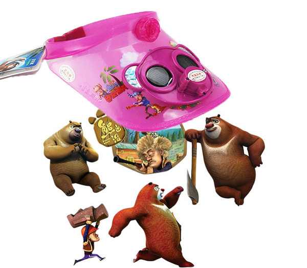 2015 new summer children's solar cell fan hat Cartoon Bear infested students sun hat sun hat wholesale