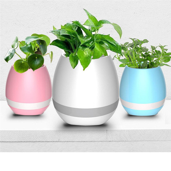 Hot 2017 Arrival TOKQI K3 Smart Music Touch Play Flowerpot Flower Pot Real Plant Interaction Wireless Bluetooth Speaker Multi-color Light