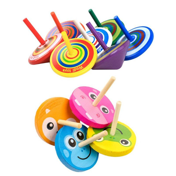 Classical Wooden Gyro Kids Educational Toys Multicolor Mini Wooden Spinning Tops Desktop Toy Hand Spinner Fidgets Funny Children Gift 50pcs