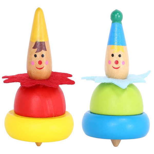 Wooden Clown Spinning Top Toy Kids Educational Toys Classical Spinning-Top Toys Christmas Gift for Children