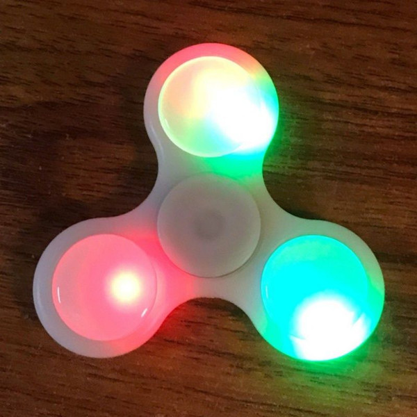 LED Lighting Triangle Tri Hand Spinner Finger Fidget Spinner EDC Hand Spinner Acrylic ABS Plastic Gyro Decompression Anxiety Toys