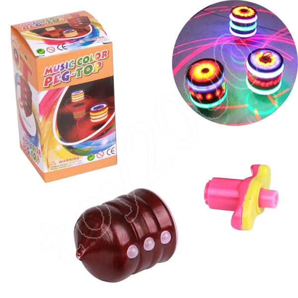 Kids toys fidget spinner Musical Gyro Flash LED Light Colorful Spinning Imitation wood gyro glitter 7 color music light ground toy factory