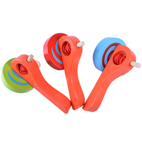 Spinning Top Colorful Pull Wire Gyroscope Leisure Time Wooden Handle Gyroscopes Originality For Kids Souptoys New Arrival 6pd W