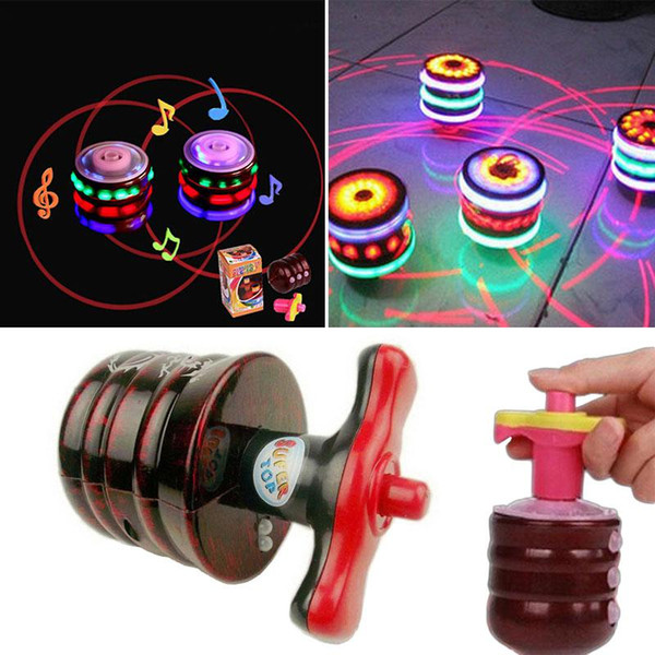 Fidget spinner Kids toys Musical Gyro Flash LED Light Colorful Spinning Imitation wood gyro glitter 7 color music light ground toy factory