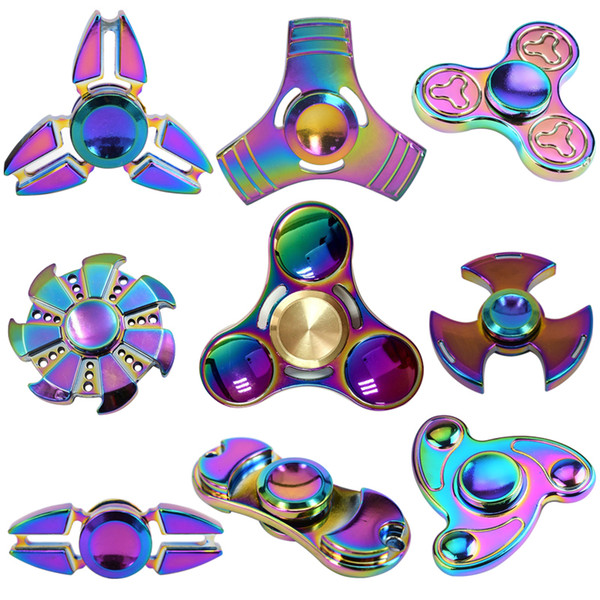 Rainbow Three Leaves Hand Spinner Crabs Leg Style Gyro Cyclone Fidget Spinner EDC aluminium alloy HandSpinner Decompression Anxiety OTH395