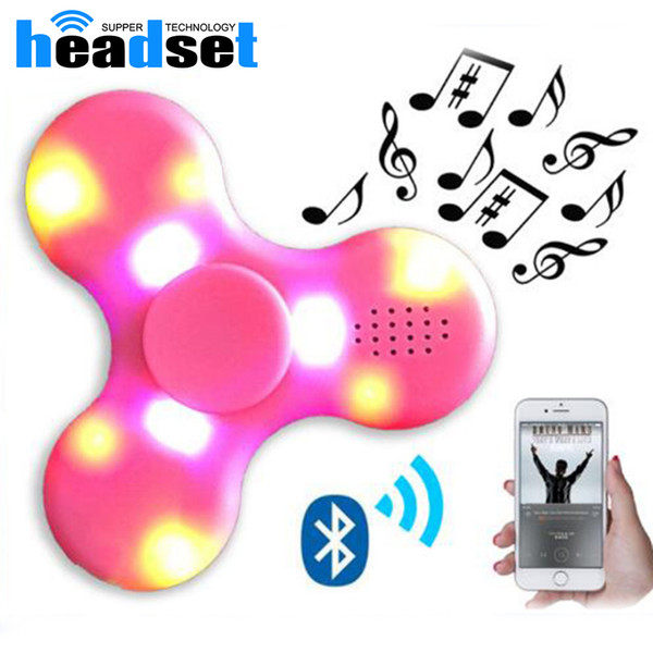 Hot spinner toy + bluetooth speaker spinner LED Flash light hand spinner tri cube Fluorescent child adult gyroscope finger with package