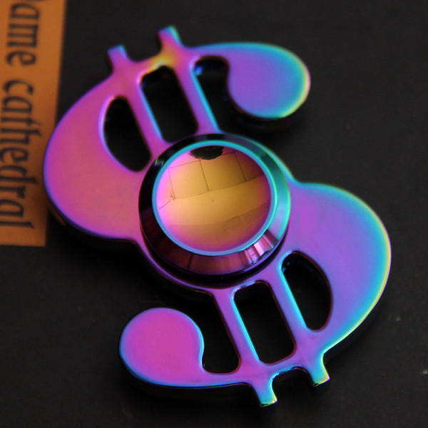 Dollar Shape Hand Spinners Fidget Spinner Rainbow Color Brass EDC Focus ADHD Austism Finger Toy for Kids /Adult Gifts HFA055