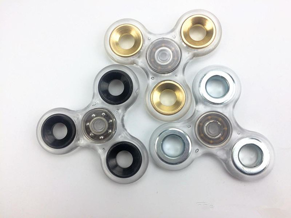 3 colors avaliable new Transparent shells gold bearings Hand Spinner Fidget spinner EDC Tri spinner free shipping