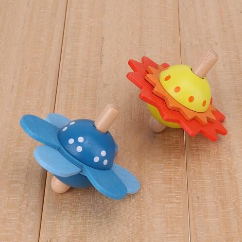 Children Educational Wooden Toys Flower Rotate Baby Wood Toys For Kids Spinning Top Develop Intelligence Toys Gift GB172