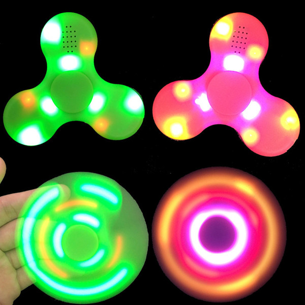 Triangle Gyro LED Light Flashing bluetooth speaker hand finger Spinner speaker Fidget Spinning with colorful LED lighting toy audio gadgets