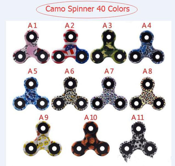 Camo HandSpinner Fingertips Spiral Fingers Fidget Spinner EDC Hand Spinner Acrylic Plastic Camouflage Gyro Toys With Retail Box vs LED Metal