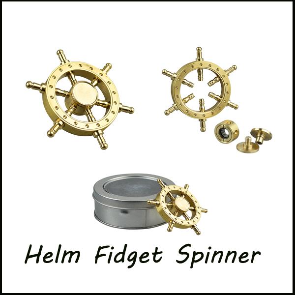 In Stock!!Top quality Fidget Spinner Pure copper helm Spinner EDC Handspinner Fidget Rudder Style Toy with retail box