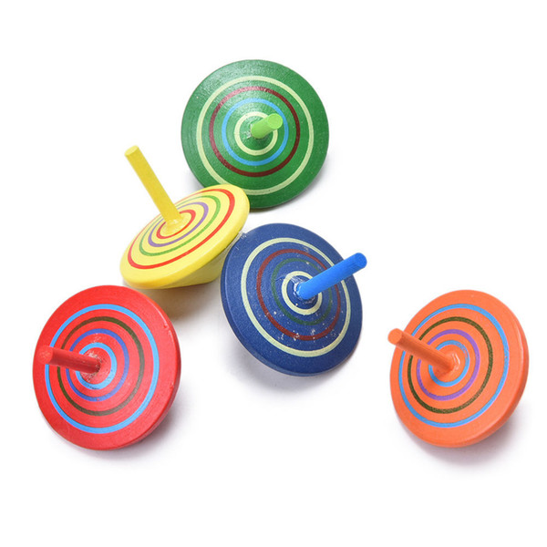 Wholesale- Classic Wood Gyro Toy Multicolor Mini Cartoon Wooden Spinning Top Toy Learning Educational Toys for Kids Kindergarten toys