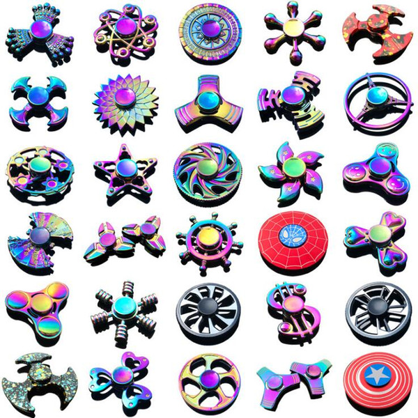 Regenboog Heptagonal Hand Spinner fidget Zinklegering Metalen fidget spinner metalen lager edc vinger Spinner Hand