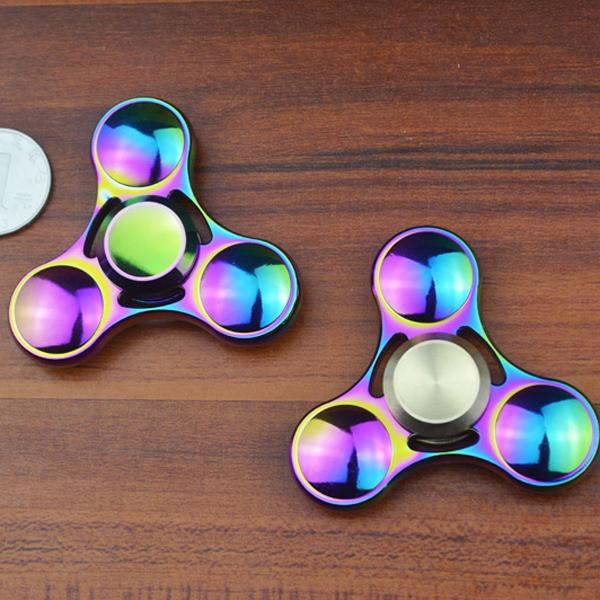 Rainbow Colors Tri-Fidget Hand Finger Spinner Aluminum Colorful EDC Tri Spinner Toys Hand Spinner Fidget Decompression Toy