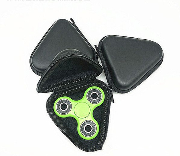 New Type Fingertip Gyro Box For Fidget Hand Spinner Triangle Rectangle Circle Round Finger Toy Black Bag Box Carry Case DHL 