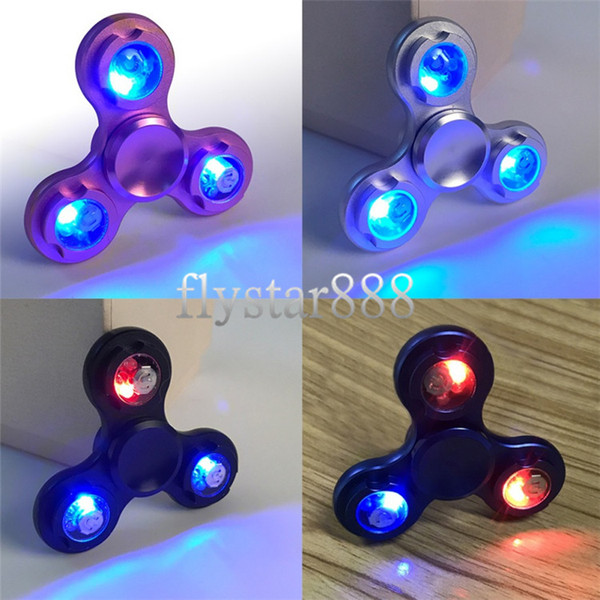 2017 LED Hand Spinner Metal Fidget Spinner Finger Fingertip Gyro Tri-Spinner Handspinner Fidget Toys EDC Decompression Toy 5 Colors free DHL