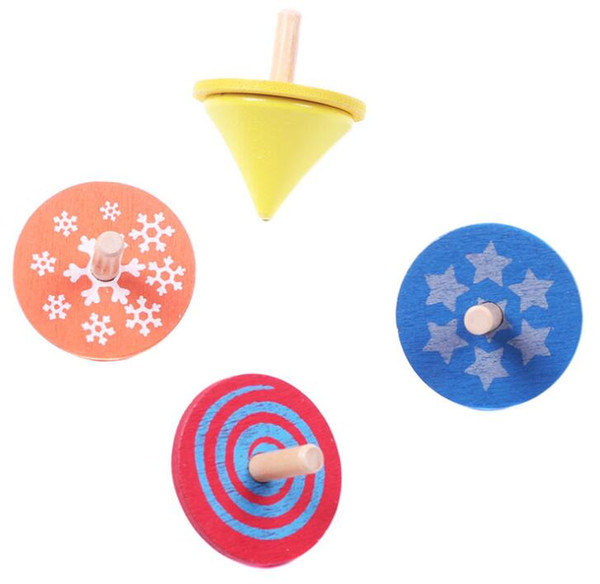 Mini Multiple Shapes and Colors Wooden Spinning Top -Party Bag Fillers Perfect Gift For Kids Children