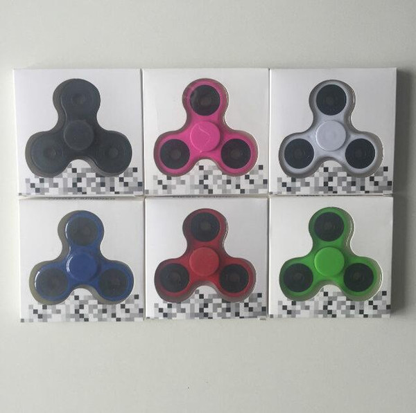 With Retail Box Plastic EDC Fidget Spinner toy finger spinner toy Hand tri spinner Handspinner Finger Spinning No Bearing