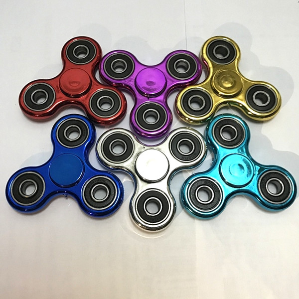 40pcs Electroplate EDC Hand Spinner plastic Plating Triangle Fidget Spinners Finger Gyro Decompression Toys 6 Colors