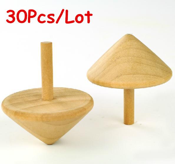 Wholesale Baby Toys 30Pcs/Set Nature Spinning Top Wooden Toys Children Gift