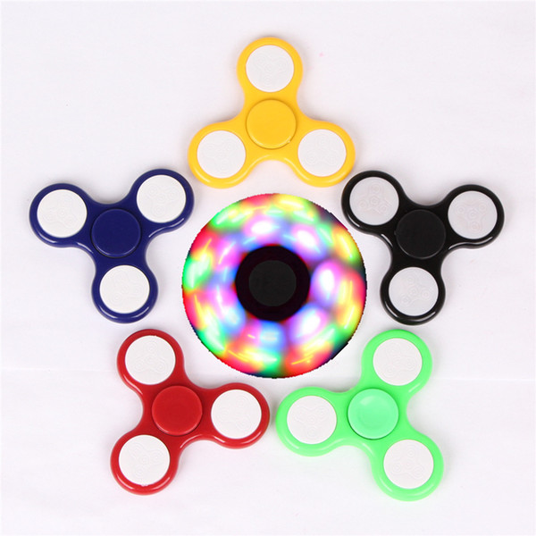 Upgraded LED Flashing Hand Spinner Triangle Fidget Spinner Light Up Fingertip Gyro Colorful Finger Spinners Decompression Glow Toys