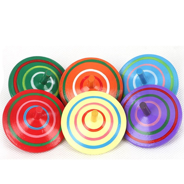 Fun Spinning Tops Wooden Colorful Fun Spinning Top Toys Parent-child Toys Baby Education Toys