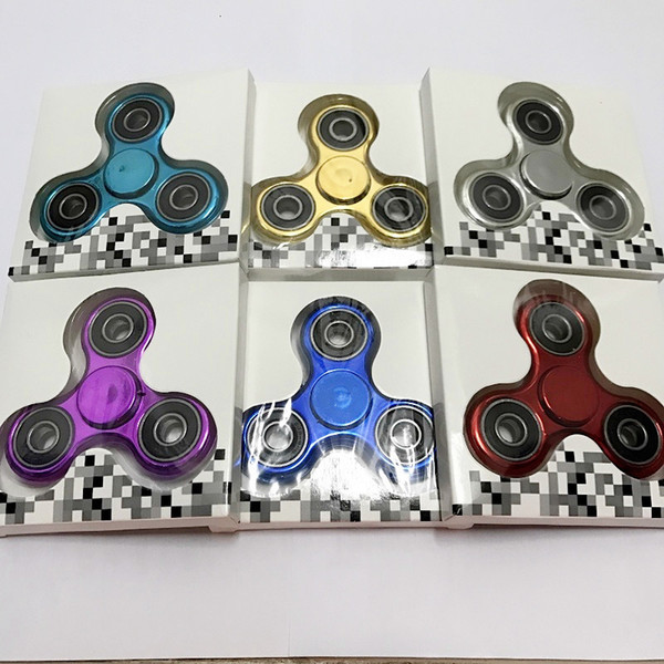 DHL Electroplate EDC Hand Spinner Plastic Plating Triangle Fidget Spinners Finger Gyro Decompression Toys 6 Colors