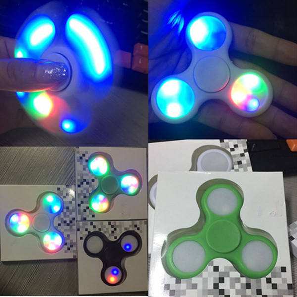 LED Fidget Spinner with Switch Triangle Finger Spinning Flash Light Decompression Fingers Cool Hand Finger Spinner