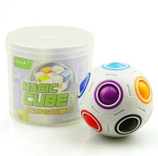 Rainbow Ball Magic fidget Cube 2.5 inches Puzzle Balls Cube 12 Holes colorful Small Balls Intelligence Football fidget magic toys gifts