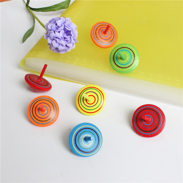 Wooden Toy Funny Gyro Colorful Burst Toy Spinning Top Drawing Cards Classic Interesting Toy for Children Gift