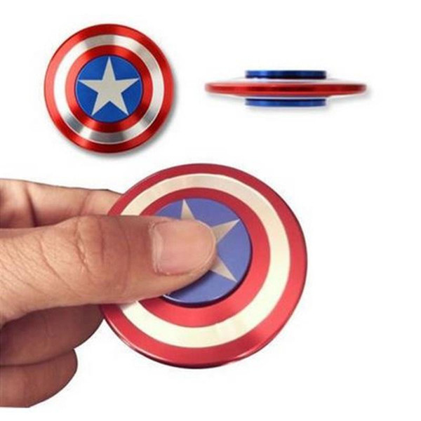 Cool Captain America ADHD Hand Spinner Fidget Reducer Toys Bearing Finger Autism (Color: Red)