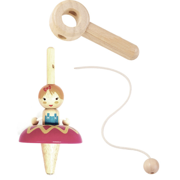 Wooden Rotary Pull Princess Princess Gyro Ballet Girl Desktop Children's Toys Kindergarten Novelty toy cheap toys Birthday Spinning Top Gift