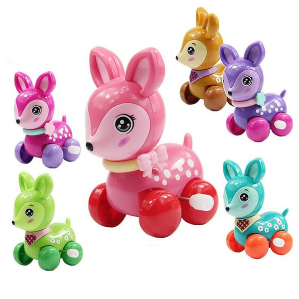 5pcs/lot Lovely wind up toy funny baby Zoo Baby deer design Running Clockwork Spring Toy newborn baby clockwork toy Color Random