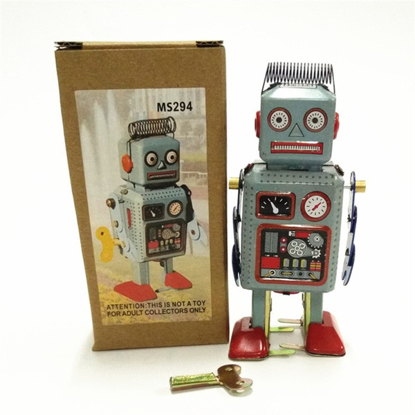 Tin Robot Toys Vintage Mechanical Robot Clockwork Wind Up Metal Walking Kids Gift Retro Classic Collection 15jj F1