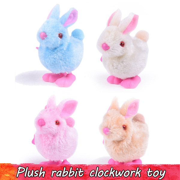 1 PCS Cute Easter Rabbit Clockwork Toys Gifts for Children Babys Lovely Upper Chain Jumping Walking Plush Bunny Baby Toys Random Color