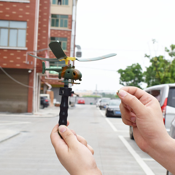 handle pull aircraft Funny Pull String Handle Powered Aircraft Handle Pull Wire Helicopter Outdoors Toys Gift for Children