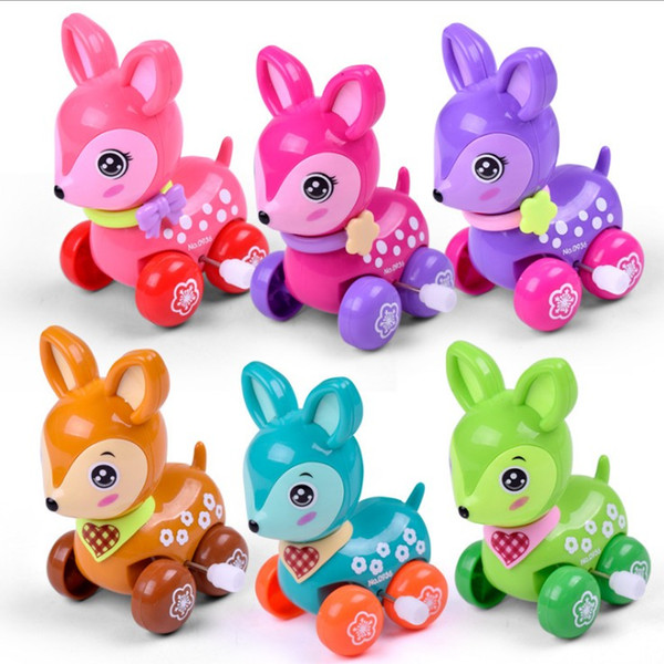 5pcs/lot Lovely wind up toy animal funny baby Zoo Baby deer design Running Clockwork Spring Toy newborn baby clockwork toy Color Random