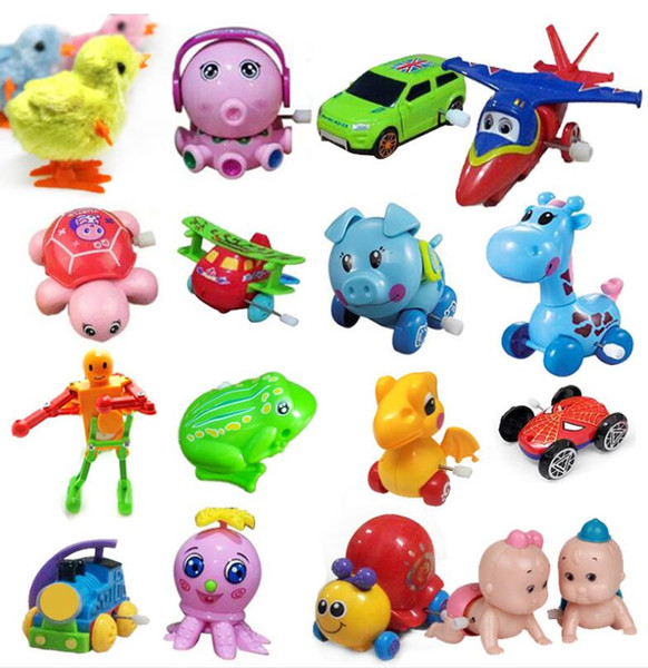 Kids Classic Clockwork Toys Wind-up toy Cartoon Animal Frog Giraffe Dinosaur pig Car Fish the best Gift for baby Kids Mix Design