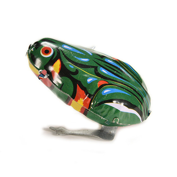 Vintage Metal Wind-up Jumping for Frog Model Clockwork Tin Toys Collectible Classic Education Toys Gift For Children