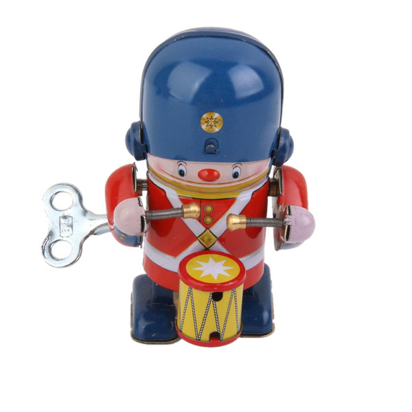 Wind Up Walking Drummer Tin Toy Kids Christmas Birthday Gift Classic Collcetion for Toys Lover Funny Attractive Handmade Toy