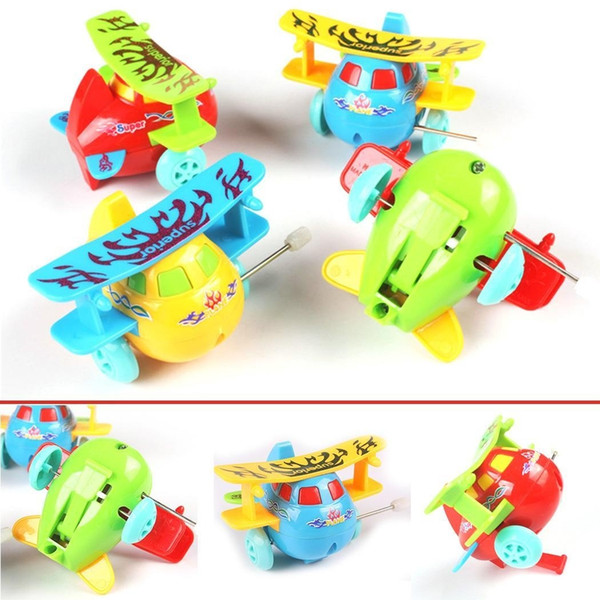 Mini Cartoon Aircraft Clockwork Toy Somersault Wind-Up Kids Educational Toy